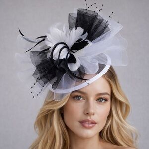 KY Derby Floral Feather Fascinator | Royal Ascot & Race Day Formal Headpiece